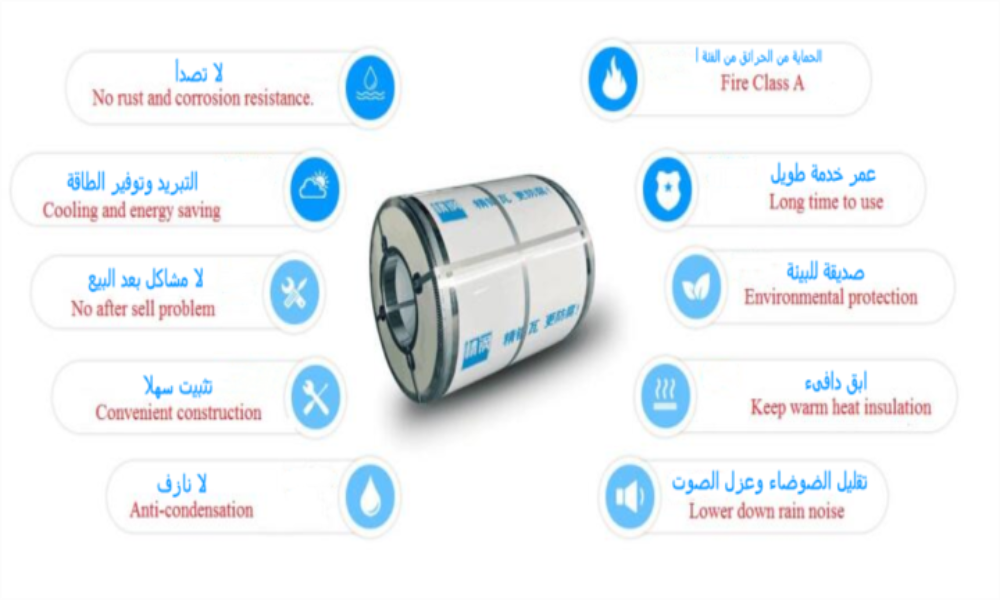 ميزة بعد تغطية الصاج الفولاذي بالفيلم​